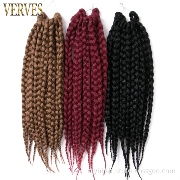 VERVES Crochet Box Braids Hair Extensions 14 Inch 12 strands/piece Burgundy Blonde Black Synthetic Pure Color Braiding Hair